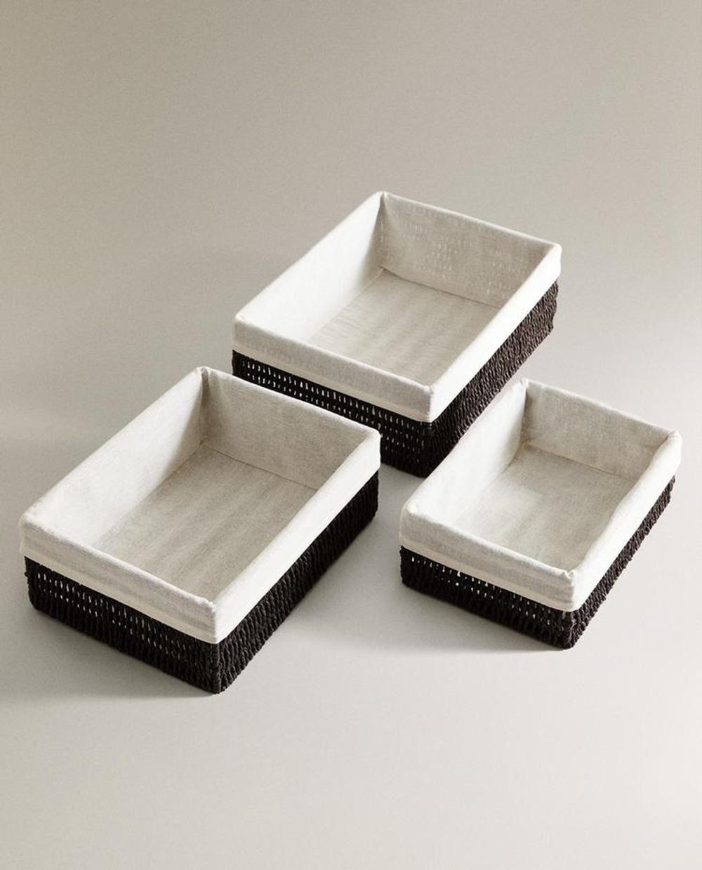 ZARA HOME ПРЯМОУГОЛЬНАЯ КОРЗИНА С ТКАНЕВОЙ ВНУТРЕННЕЙ ОБИВКОЙ, КОРИЧНЕВЫЙ