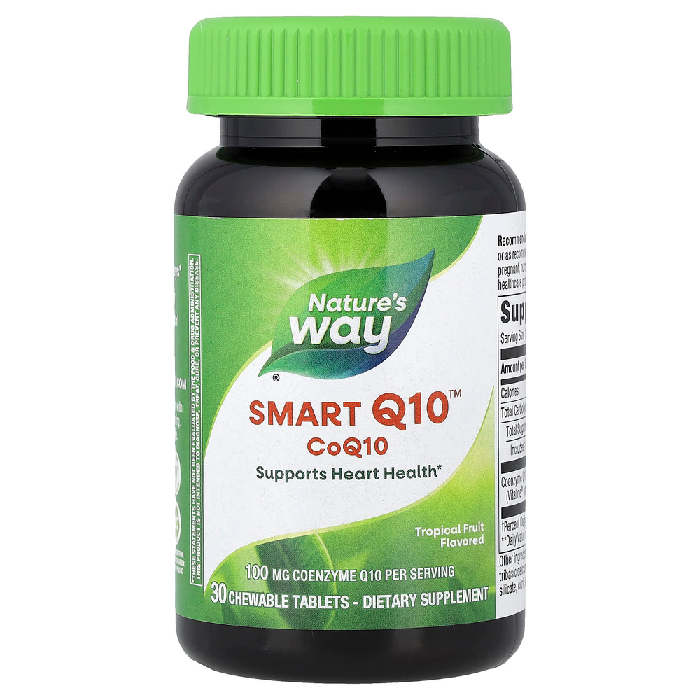 Nature's Way, Smart Q10™, коэнзим Q10, тропические фрукты, 100 мг, 30 жевательных таблеток