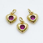 Подвеска Сердце, цвет золото, фианит, размер 7,5*6 мм, цена за 1 шт