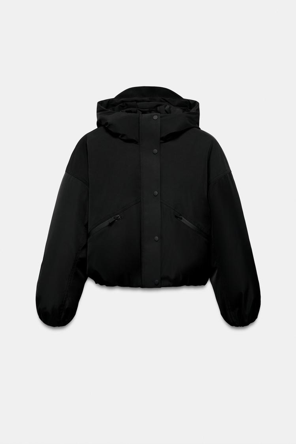 ZARA СТЕГАНАЯ ВЕТРОЗАЩИТНАЯ КУРТКА WATER REPELLENT, ЧЕРНЫЙ