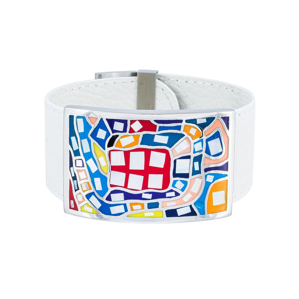 Браслет Fiore Luna на белом кожаном ремешке CB00100-1