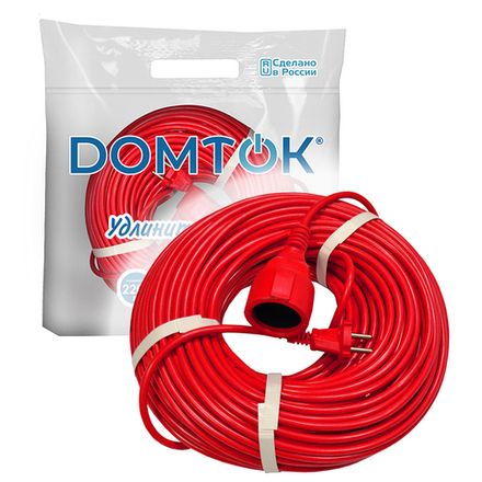 Удлинитель-шнур "DOMTOK" ПВС 2*1, 2,2кВт, б/з 50м (1/8)