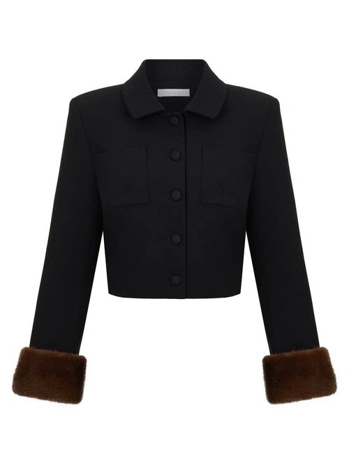 Жакет Love26 с норкой, черный
