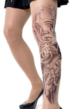 Колготки с имитацией тату в виде клоунесс (Размер: S-M-L) (Цвет: бежевый)