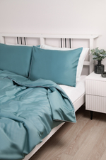 MOON Комплект постельного белья, сатин серо-бирюзовый