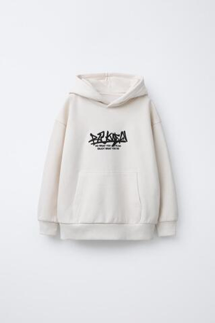 ZARA ХУДИ С ВЫШИТОЙ НАДПИСЬЮ, ЭКРЮ