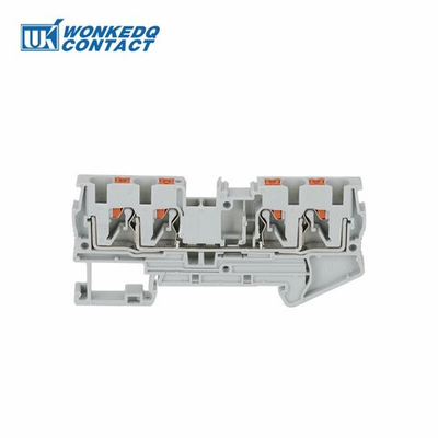 Клемма 4-проводная проходная 0.5-4мм2 на DIN рейку JPT 4-QU Push-in серая 800V/32A  3211797WE