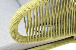 "Милан" кресло плетеное из роупа, каркас алюминий светло-серый (RAL7035) муар, роуп салатовый меланж круглый, ткань светло-серая