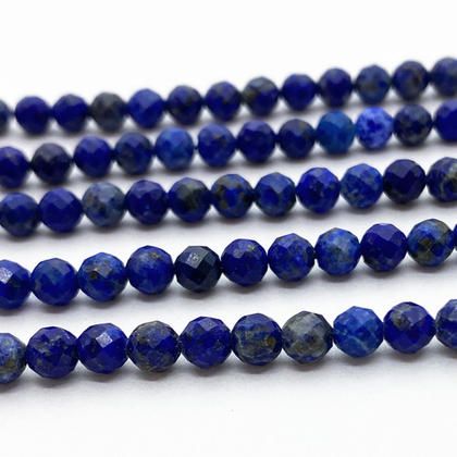 Лазурит граненый бусины, диаметр около 4,2-4,4 мм, цена за отрезок 19 см (1/2 нити)