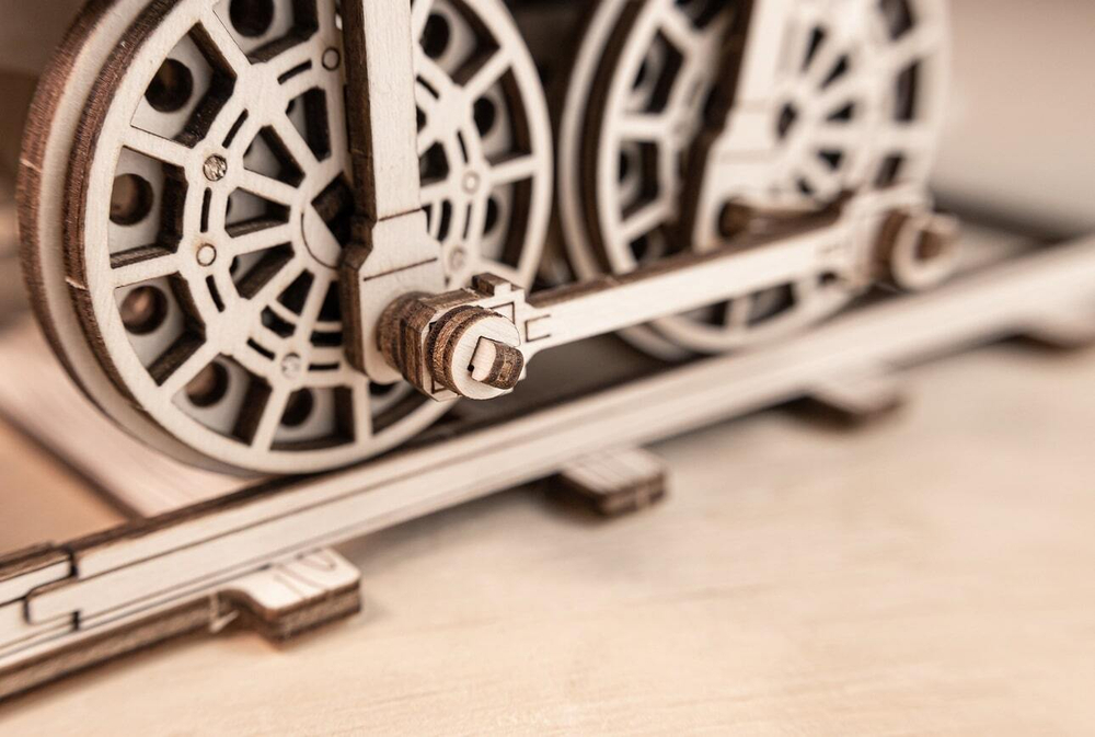 Локомотив №1 - Eco Wood Art - Деревянный конструктор, 3D пазл, сборная механическая модель, паровоз