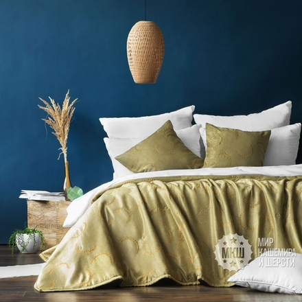 Готовые шторы и покрывало ДЖЖИМ (арт. BL10-290-04) - (145х270)х2 см., покрывало 230х250 см. - зеленые