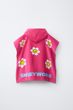 ZARA ПОЛОТЕНЦЕ-ПОНЧО SMILEYWORLD ®, ЦВЕТ ФУКСИИ