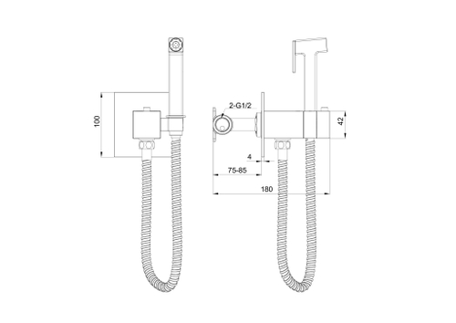 Смеситель с гигиеническим душем и термостатом, встраиваемая WONZON & WOGHAND, Хром (WW-88829910-CR)
