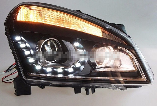 Передние фары Ниссан Кашкай 2008-2010 V2 type [Комплект Л+П; LED ходовые огни; электрокорректор; биксеноновая линза]