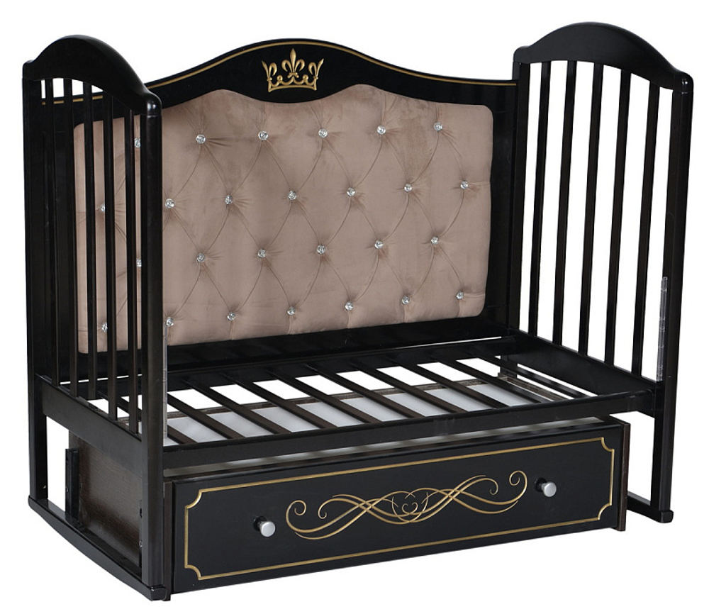 Детская кроватка ByTwinz Gabriella 4 универсальный маятник,мягкая стенка белый