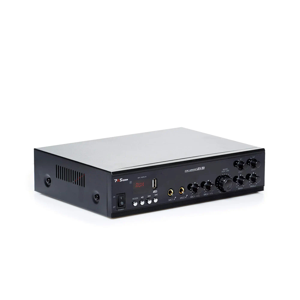 Микшер-усилитель PASystem LEV-50 2 зоны с USB MP3/Bluetooth/FM плеером