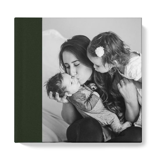 25x25 фотокнига с фото-обложкой + текстильный торец "Khaki"