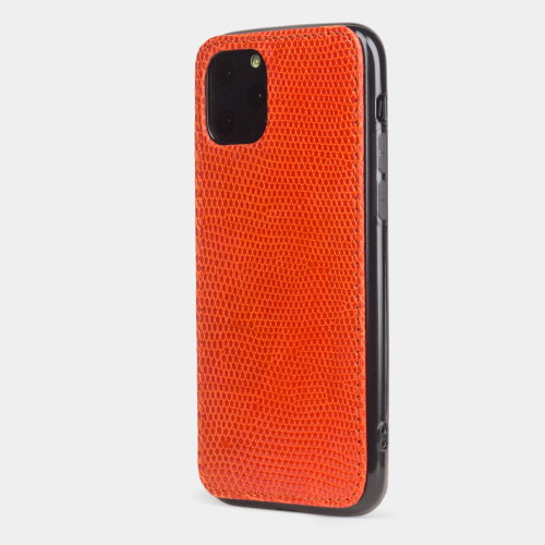 Special order: Чехол-накладка для iPhone 11 Pro из натуральной кожи ящерицы, оранжевого цвета