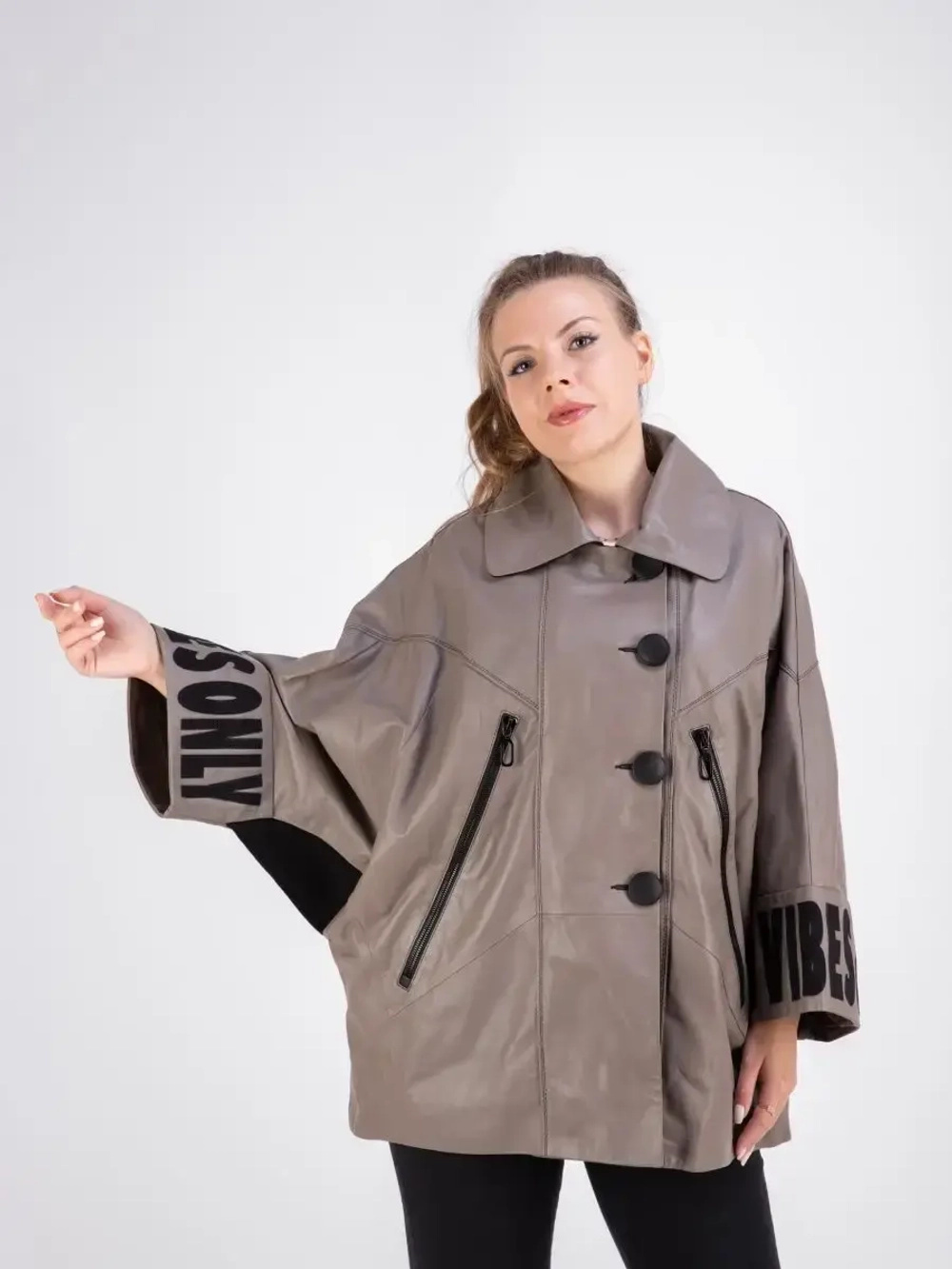 Куртка кожаная из натуральной кожи оверсайз Турция