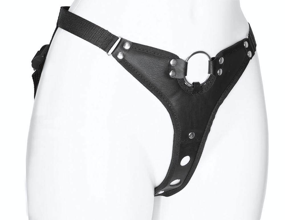 Черный женский пояс с вагинальной пробкой (Цвет: телесный с черным)