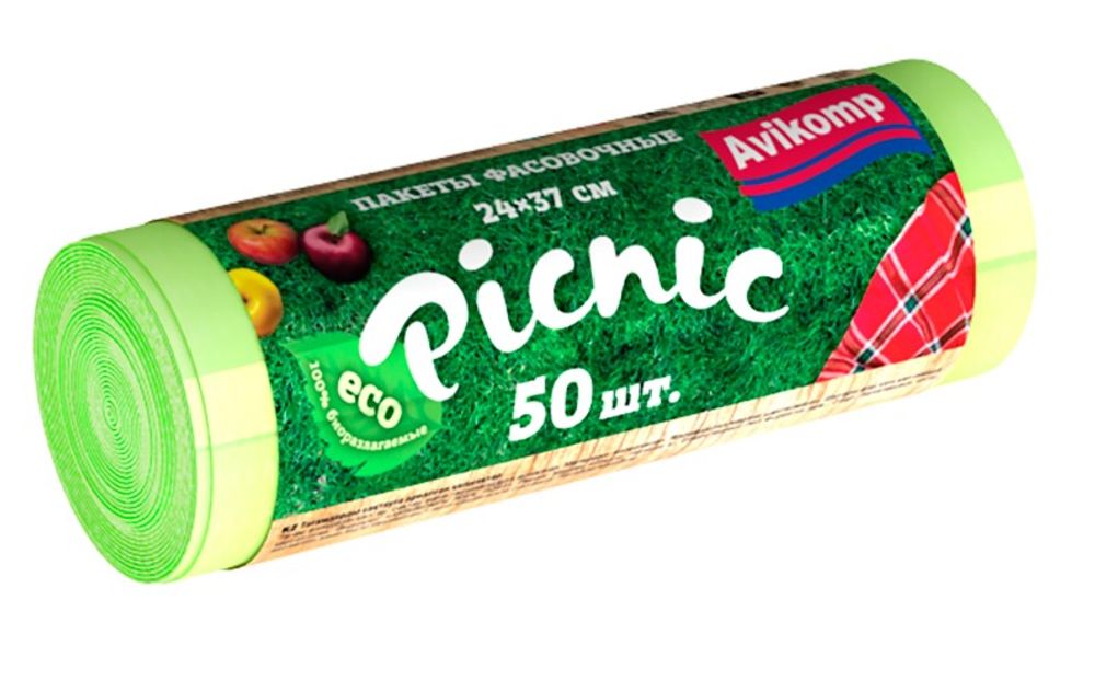 Фасовочные пакеты 24*37 AVIKOMP PICNIC цветные ПНД (в роликах 50 шт)