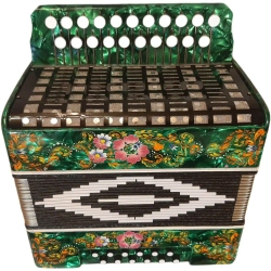 ГАРМОНЬ "ЧАЙКА" (S48/1ХL, 21х12), ЦВЕТ ЗЕЛЁНЫЙ, РОСПИСЬ "ПАЛЕХ"