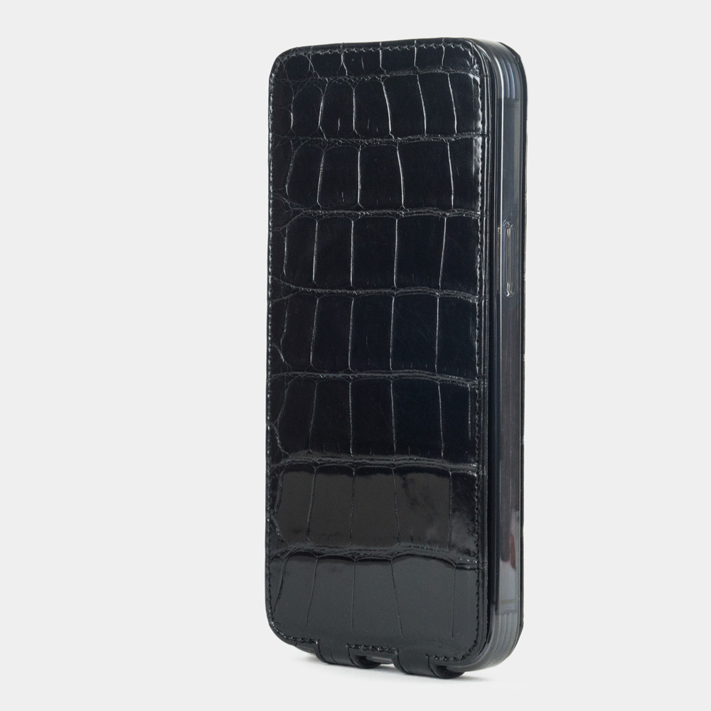 Чехол для iPhone 14 Pro Max из кожи крокодила, черного цвета