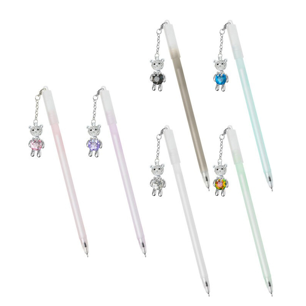 Ручка шариковая, масляная, Basir, синие чернила, серия "Мишка с бантиком", с брелоком, 36 шт