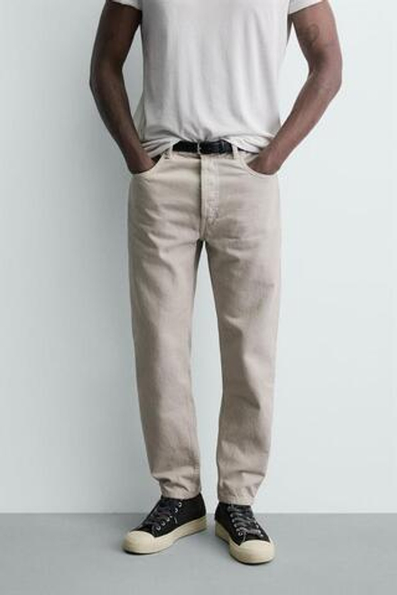 ZARA УКОРОЧЕННЫЕ ДЖИНСЫ SLIM FIT, ЭКРЮ