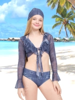 купальник раздельный 3 в 1 с накидкой и повязкой на голову