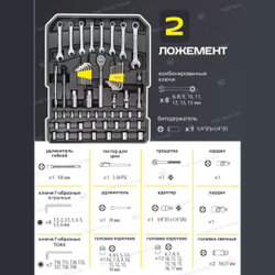 Набор инструментов 186пр. 1/4''1/2''(6-гр.) (4-30мм) ''Дорожный кейс'' WMC TOOLS WMC-WMC186