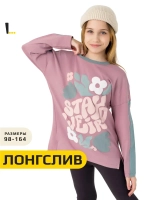 Лонгслив для девочки оверсайз с принтом