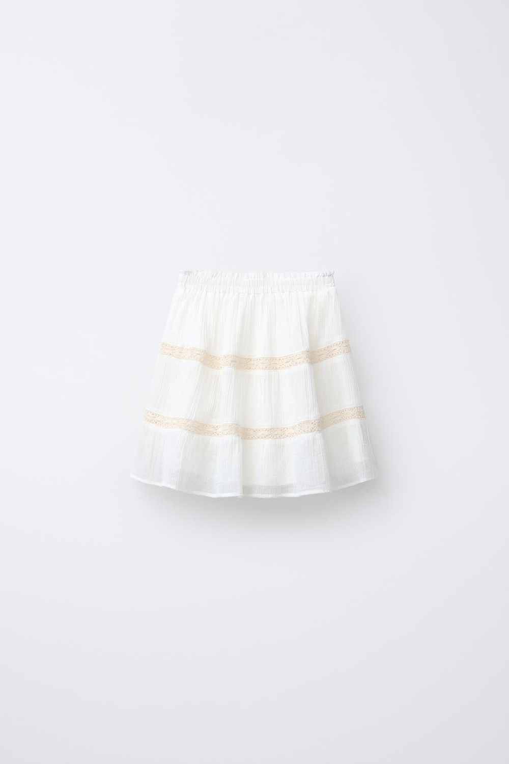 ZARA ЮБКА С ВЫШИВКОЙ, ЖЕЛТОВАТО-БЕЛЫЙ