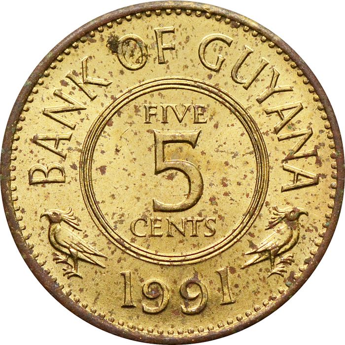 5 цент 1991 Гайана