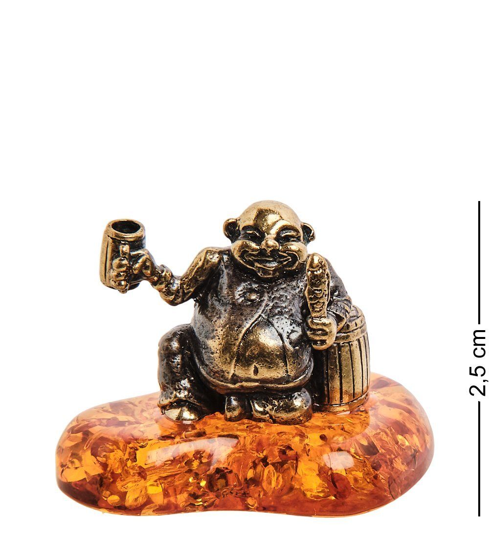 Народные промыслы AM-3122 Фигурка «Любитель пива» (латунь, янтарь)