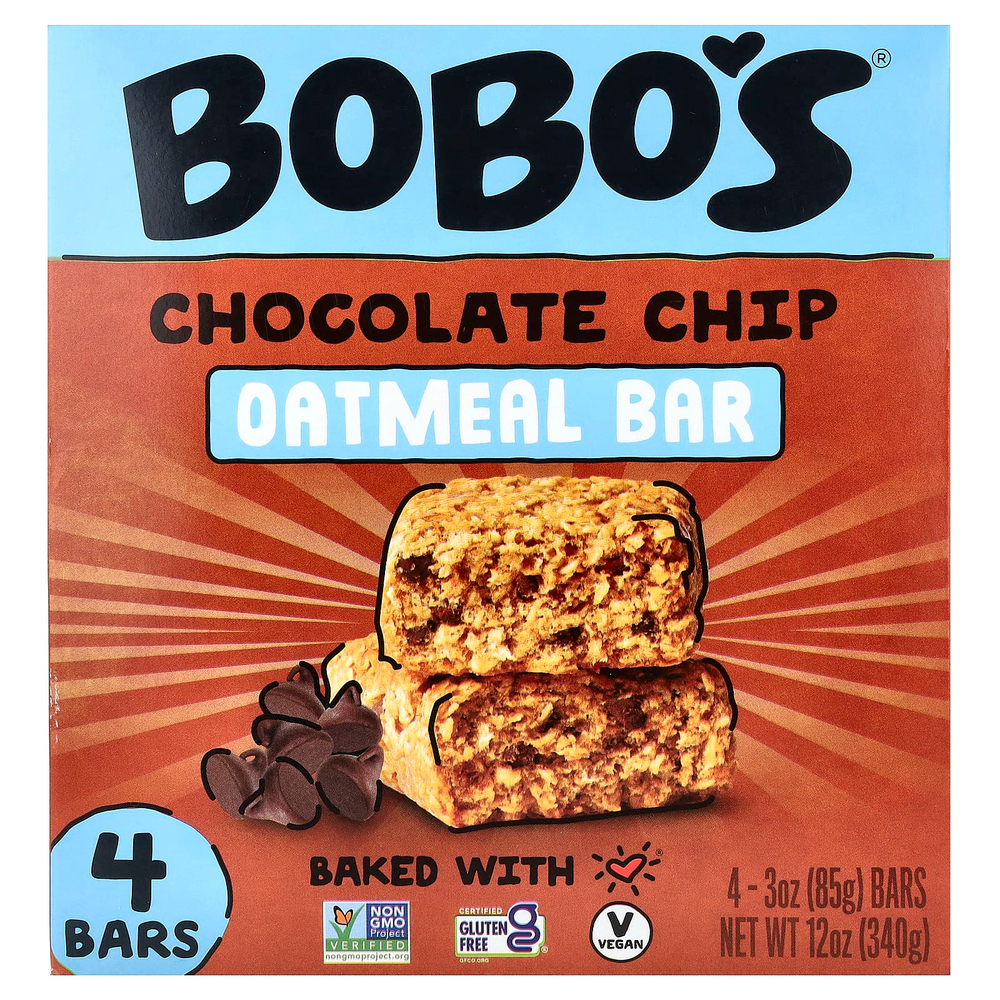 Bobo's Oat Bars, овсяный батончик, с шоколадной крошкой, 4 батончика по 85 г (3 унции)