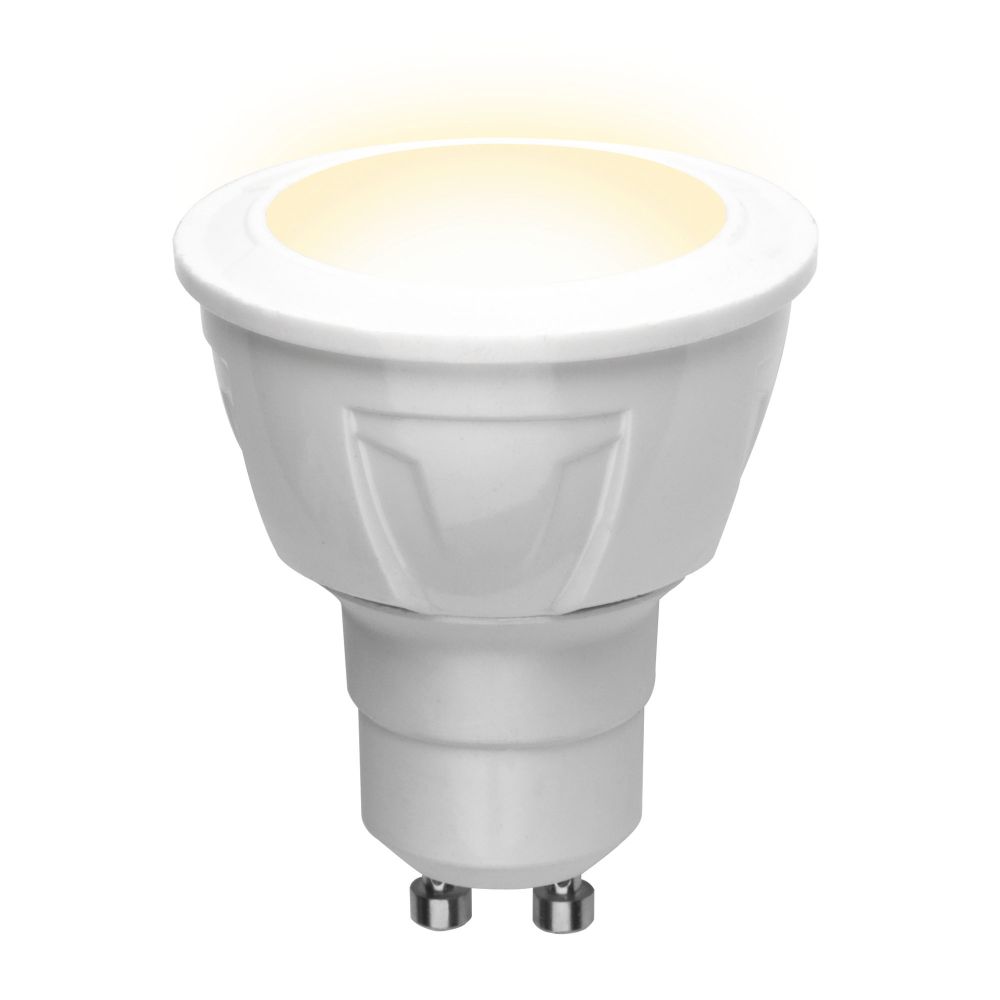 LED-JCDR-6W/WW/GU10/FR PLP01WH Лампа светодиодная. Форма «JCDR», матовая. Серия Palazzo. Теплый белый свет. Картон. ТМ Uniel