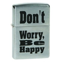 Зажигалка серебристая матовая Zippo Don't worry с покрытием Brushed Chrome