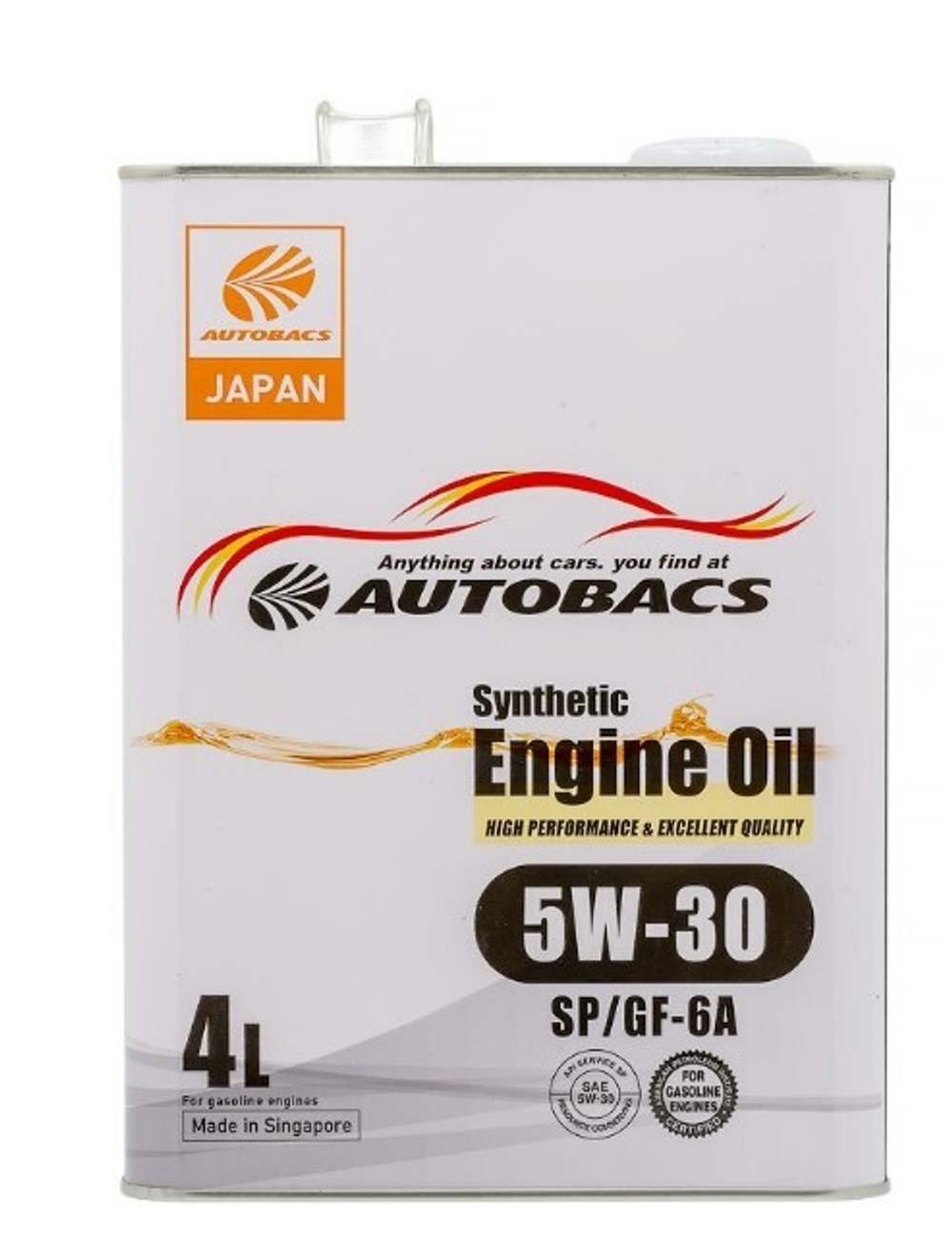 Масло моторное AUTOBACS Synthetic Engine Oil 5W-30 SP/GF-6A синтетическое 4л / 5W30