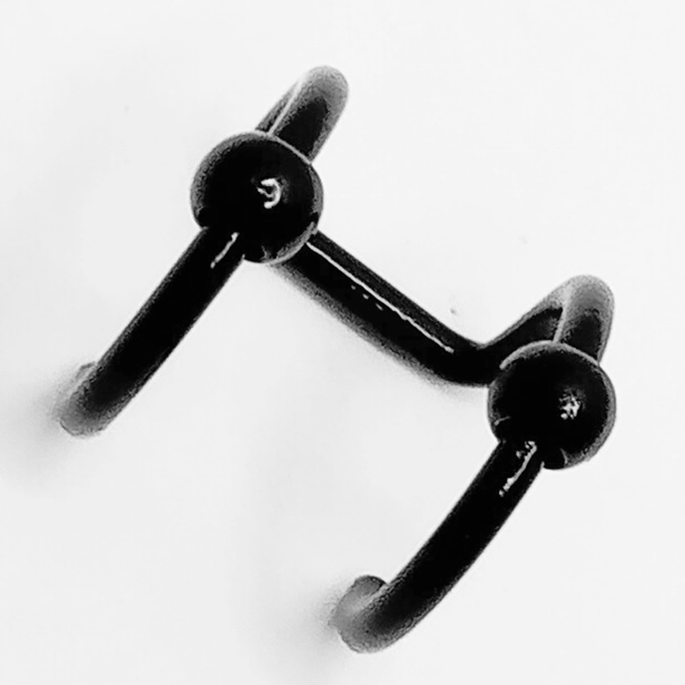 Серьга каффа двойная с шариком для имитации пирсинга ушей ( без прокола). Черная