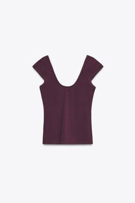 ZARA ТОП ИЗ ЛИОЦЕЛЛА С КРУЖЕВОМ, ЛИЛОВЫЙ