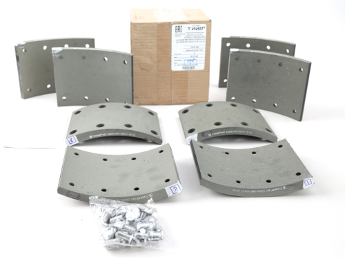 Рем. комплект тормозных накладок а/м КАМАЗ 53212,5511,5320, 65115, 65117, 53215 ЕВРО до 06.2013 г. (материал ТИИР-461, повышенный ресурс и термостойкость / Сверл./расточенные/ с заклёп./ширина 140мм./ к-т 8 шт. длинные: 65115-3501105-41 толст.+тонк./ доп. арт.: 53212-3501105, 53205-3501105-41, 5511-3501105) АО ТИИР г. Ярославль