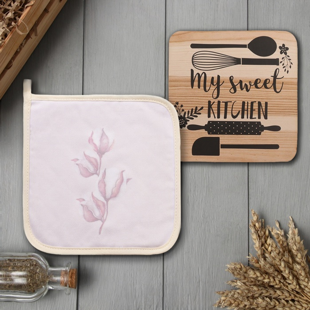 Набор кухонный Sweet: прихватка 19×19 см, подставка под горячее