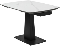 Стол BALDE 120 MATT WHITE MARBLE SOLID CERAMIC / BLACK, ®DISAUR
