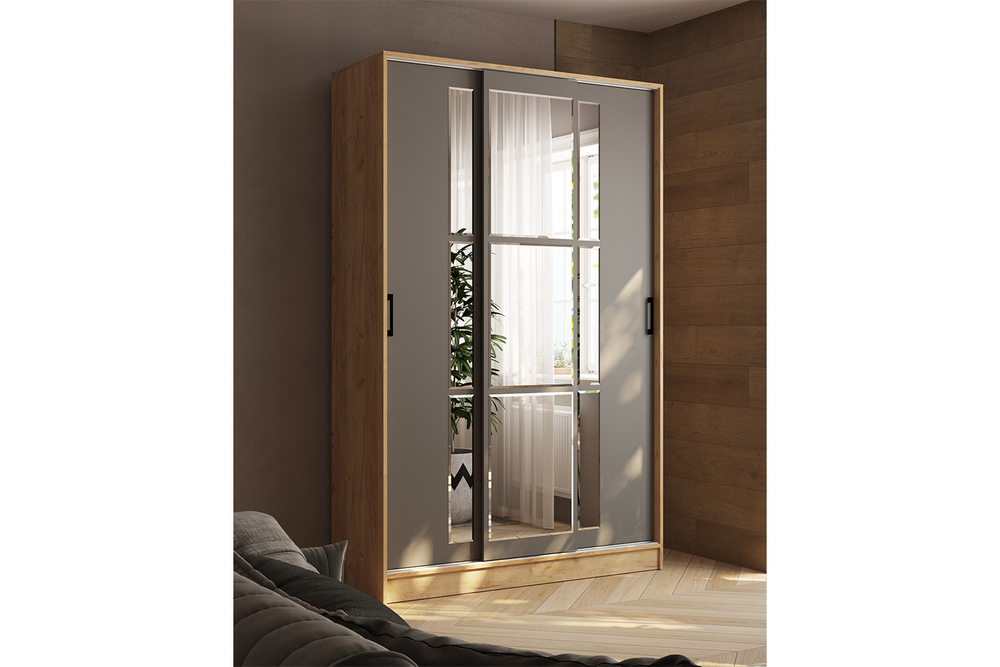 Шкаф-купе Стиль-2 140, Дуб Крафт Золотой, Графит серый