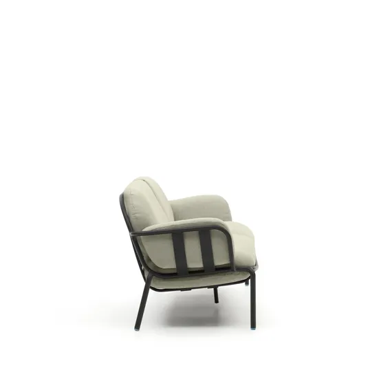 Трехместный уличный диван Joncols бежевый с графитовыми алюминиевыми ножками 225 см