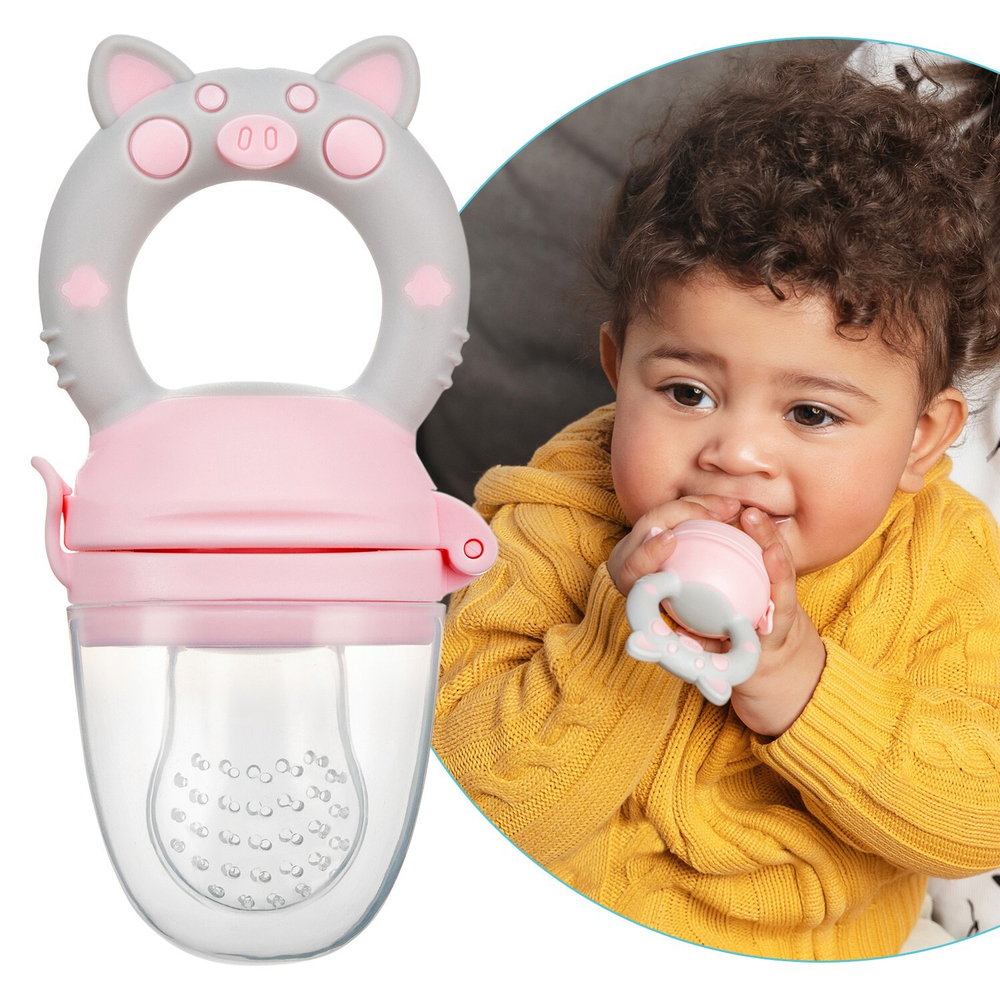 Ниблер для прикорма детский с силиконовой сеточкой Piggy, цвет розовый