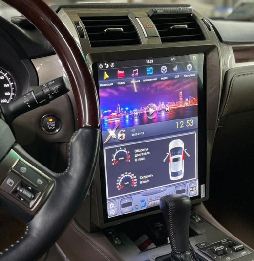 Магнитола для Lexus GX460 2009-2019 - Carmedia ZF-1815-Q6 вертикальный экран в стиле "Тесла" на Android 11, 8Гб+128Гб, CarPlay, 4G SIM-слот