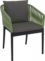Кресло пластиковое с подушками Siesta Contract Portofino, черный, оливковый, темно-серый
