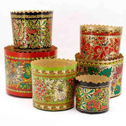 Форма бумажная для кулича ХОХЛОМА d70*h85 мм (100-120 г)